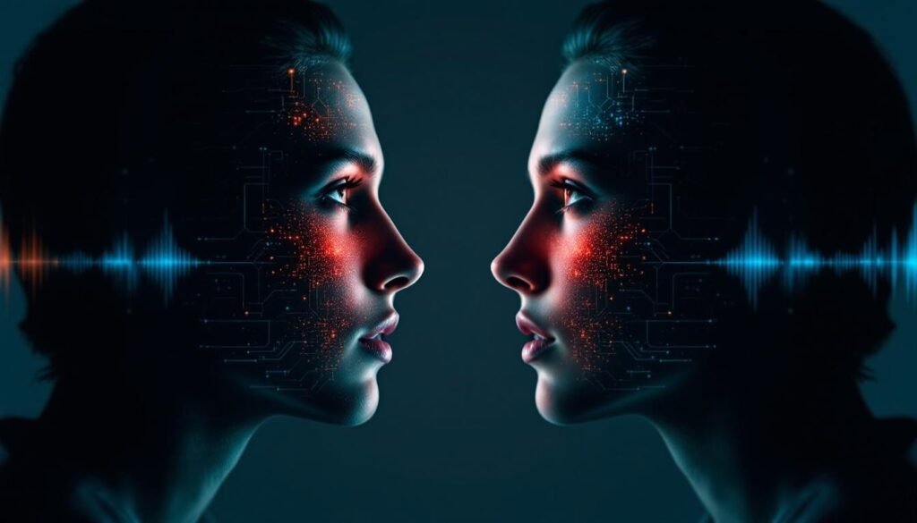 O conceito de clonagem de voz chama atenção porque parece coisa de filme de espionagem. Mas já é realidade: com poucos segundos de gravação, a IA consegue replicar a voz de uma pessoa, copiando timbre, sotaque, trejeitos e até emoção.